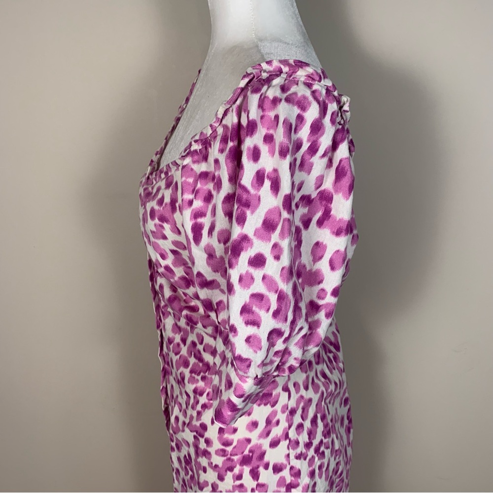 Who What Wear Button Front Linen Rayon Blend Puff Sleeve Midi Dress - Picture 14 of 14